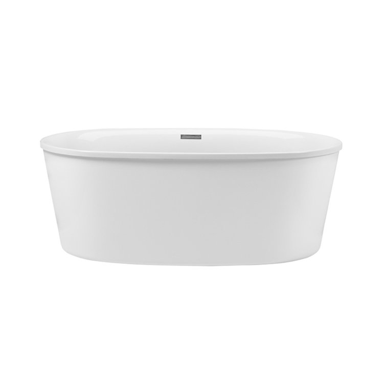 Adel 57.25" White Acrylic Freestanding Oval Air Bathtub