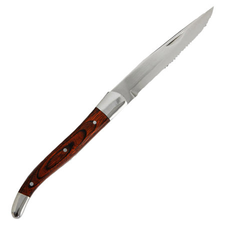 Dark Wood Handle Stainless Steel 4-Piece Steak Knife Set