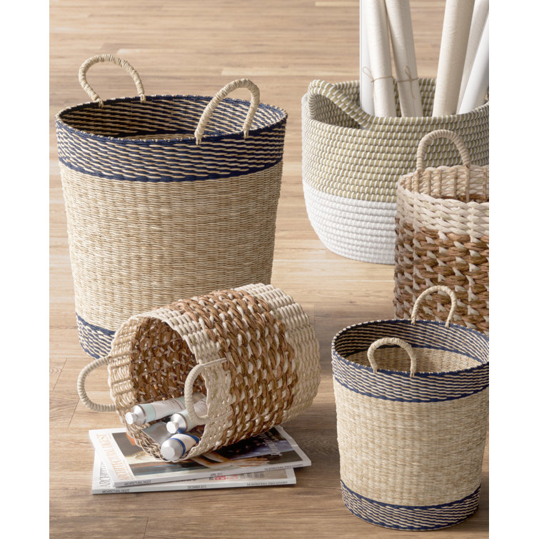 Coastal Charm Assorted Size Nesting Wicker Basket Trio