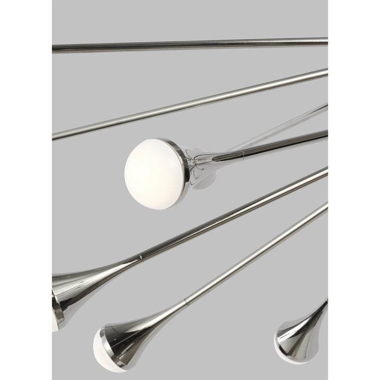 Lody Mid-Century Modern 20-Light Polished Nickel LED Chandelier