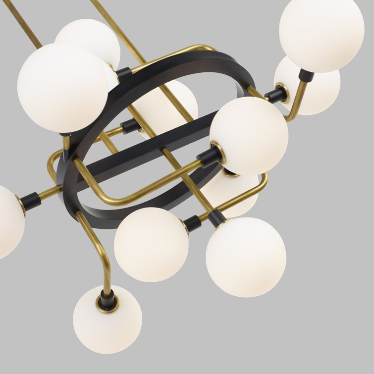 Celestial Viaggio Brass Sputnik Chandelier with Opal Glass Globes