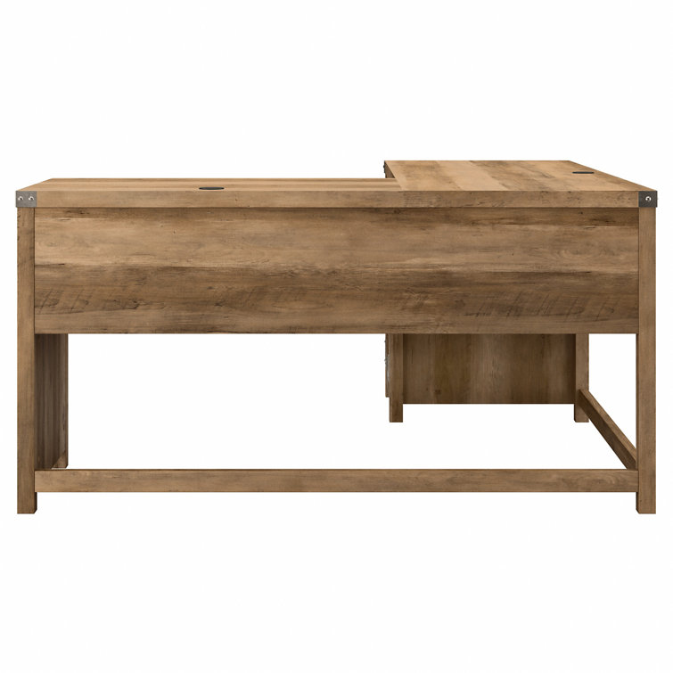 Modern Farmhouse Reclaimed Pine L-Shaped Desk with Storage
