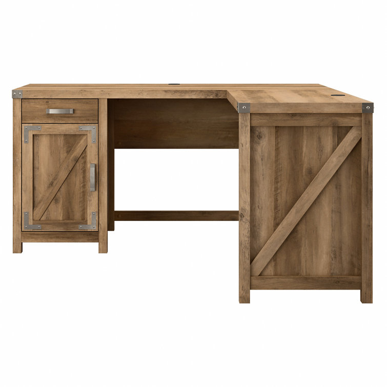 Modern Farmhouse Reclaimed Pine L-Shaped Desk with Storage