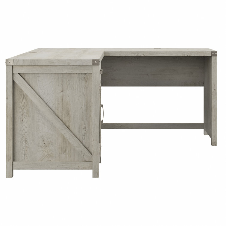 Cottage White L-Shaped Corner Desk with Drawer and Filing Cabinet