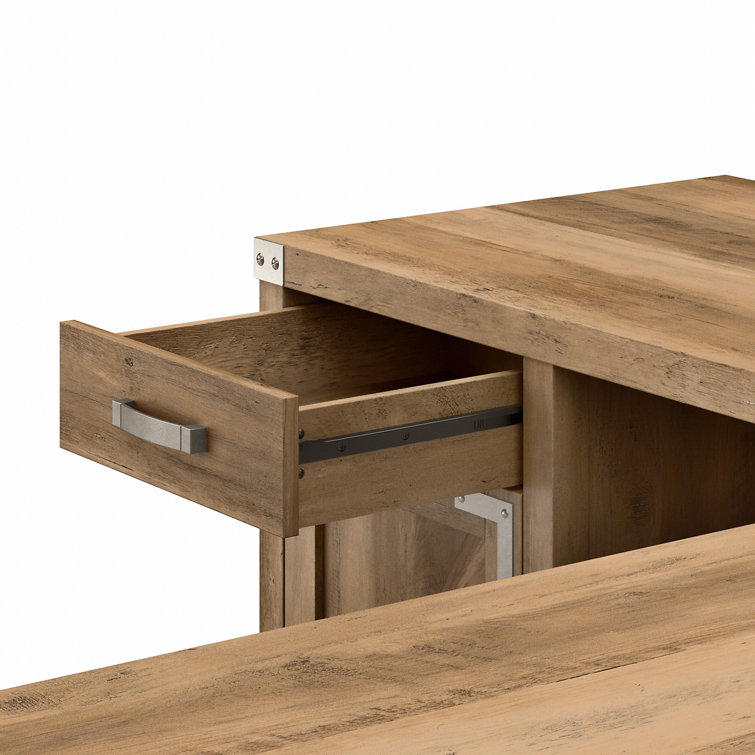 Modern Farmhouse Reclaimed Pine L-Shaped Desk with Storage