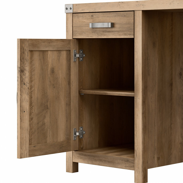 Modern Farmhouse Reclaimed Pine L-Shaped Desk with Storage