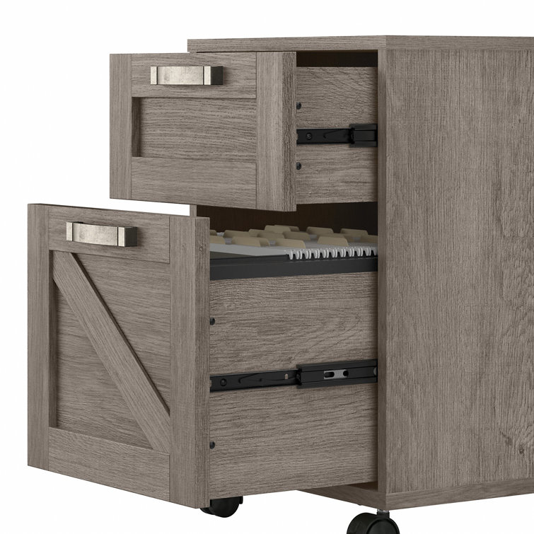 Restored Gray 2-Drawer Mobile Filing Cabinet with Lockable Casters