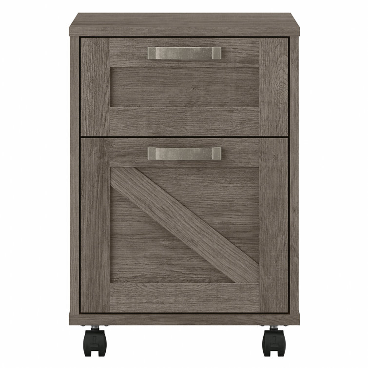 Restored Gray 2-Drawer Mobile Filing Cabinet with Lockable Casters