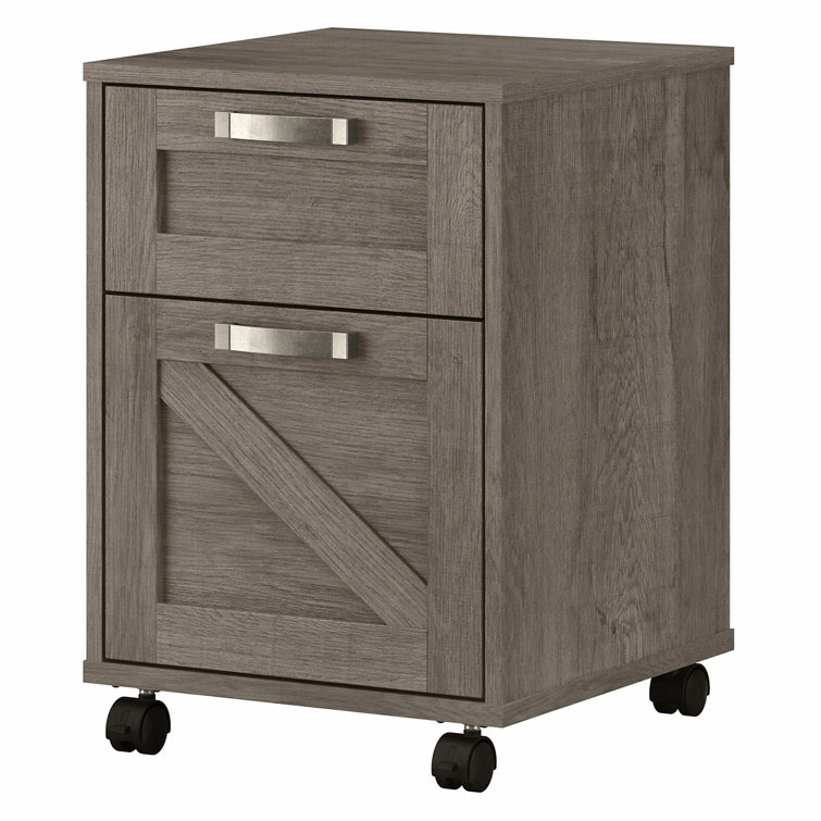 Restored Gray 2-Drawer Mobile Filing Cabinet with Lockable Casters