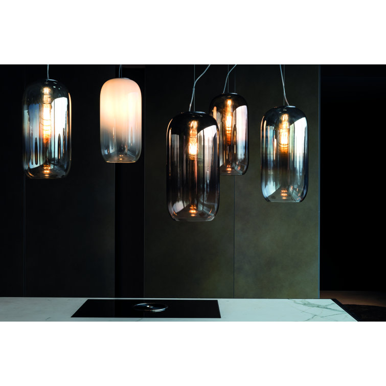 Chrome and White Handblown Glass Mini LED Pendant Light