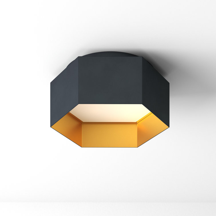 Honeycomb Black & Gold Hexagonal LED Flush Mount