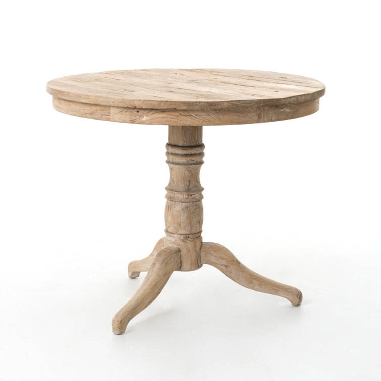 Rustic Brown Round Wood Pedestal Dining Table