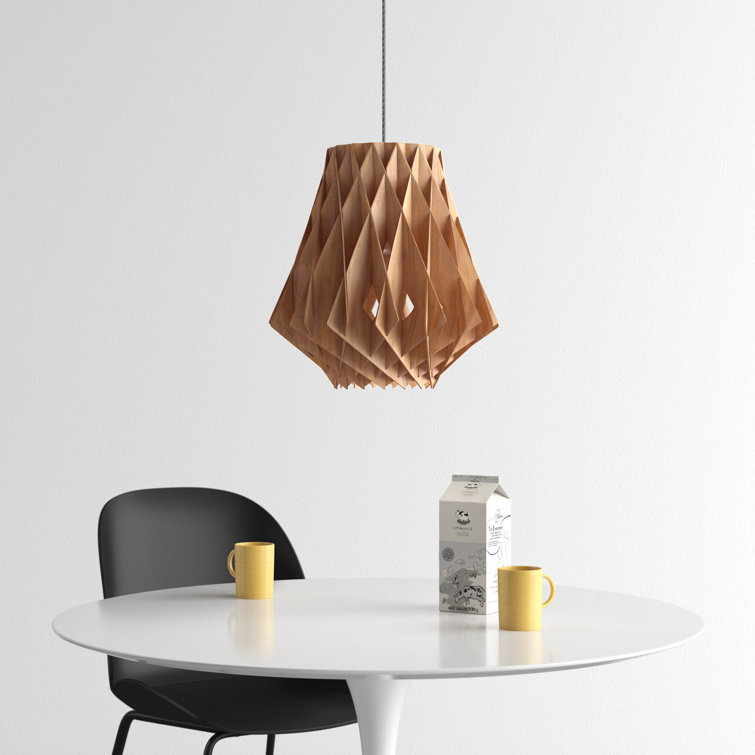 Horgen Uddo Wood Finish 1-Light Pendant with Clear Cord