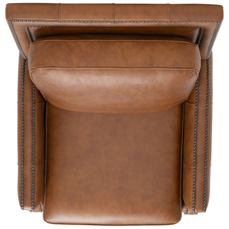Buddy Contemporary Leather Recliner in Coffee Brown with Birch Wood Legs