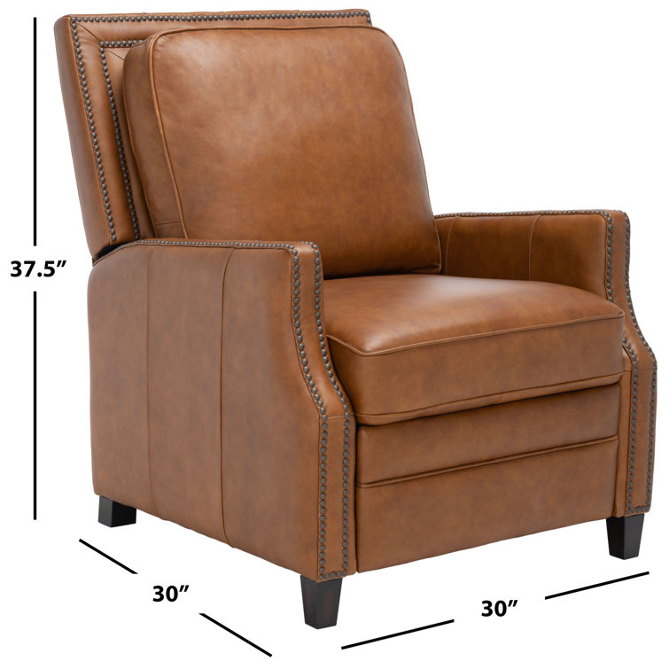 Buddy Contemporary Leather Recliner in Coffee Brown with Birch Wood Legs
