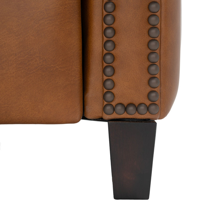Buddy Contemporary Leather Recliner in Coffee Brown with Birch Wood Legs