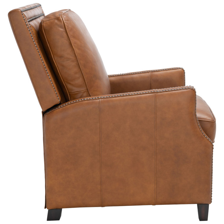 Buddy Contemporary Leather Recliner in Coffee Brown with Birch Wood Legs