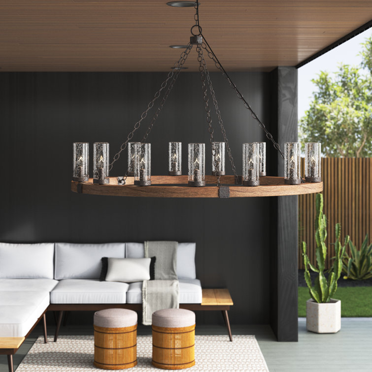 Sequoia Iron Rust Drum Glass LED Outdoor Lantern