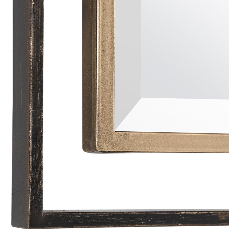 Bronze and Gold Rectangular Metal Vanity Mirror