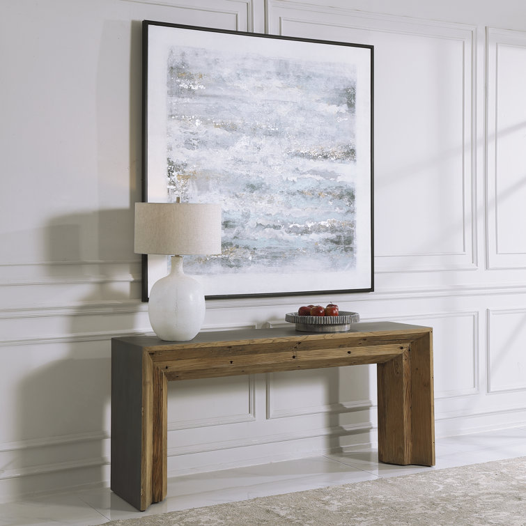 Transitional Gray-Brown Elm and Concrete 72'' Console Table