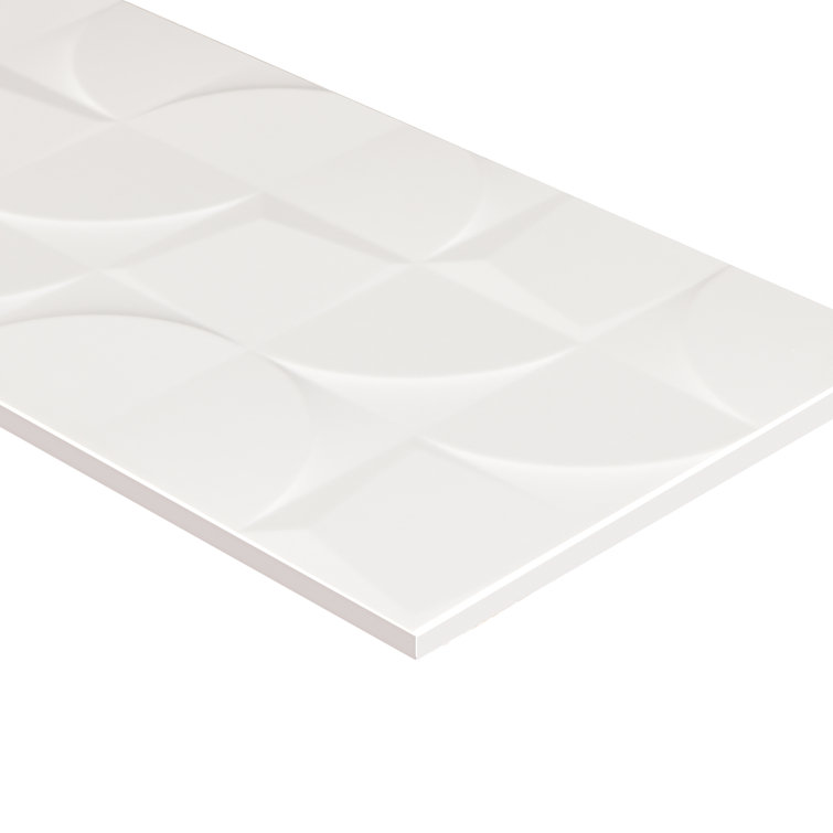 Angela Harris 12" x 35" White Ceramic Patterned Wall Tile
