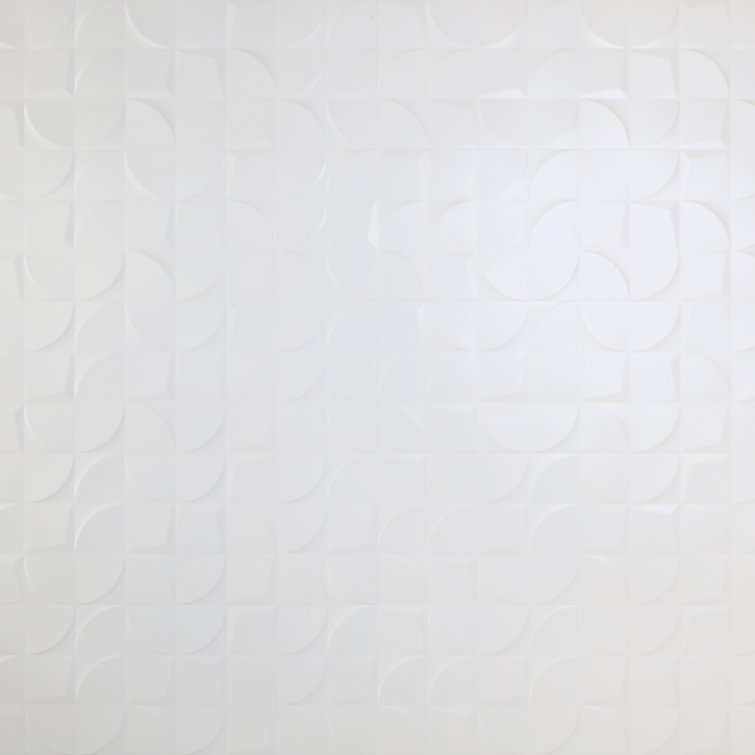 Angela Harris 12" x 35" White Ceramic Patterned Wall Tile