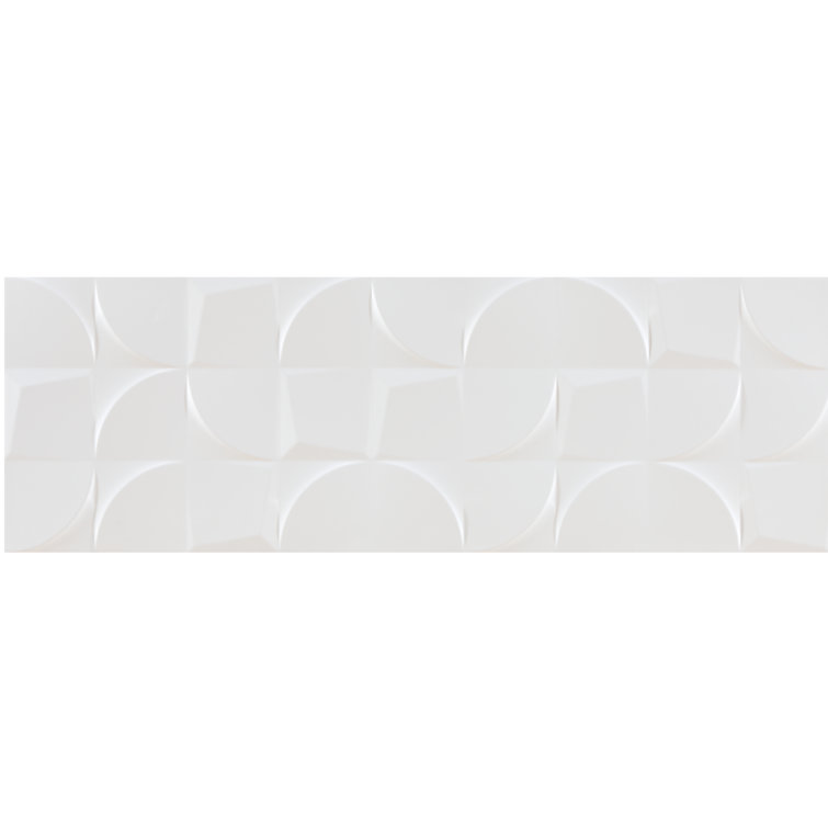 Angela Harris 12" x 35" White Ceramic Patterned Wall Tile