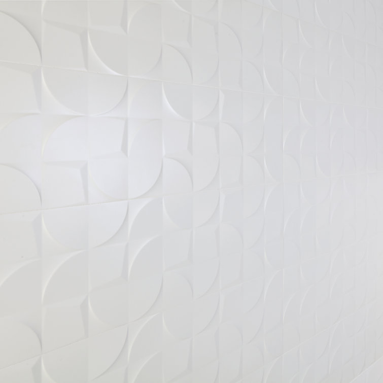 Angela Harris 12" x 35" White Ceramic Patterned Wall Tile