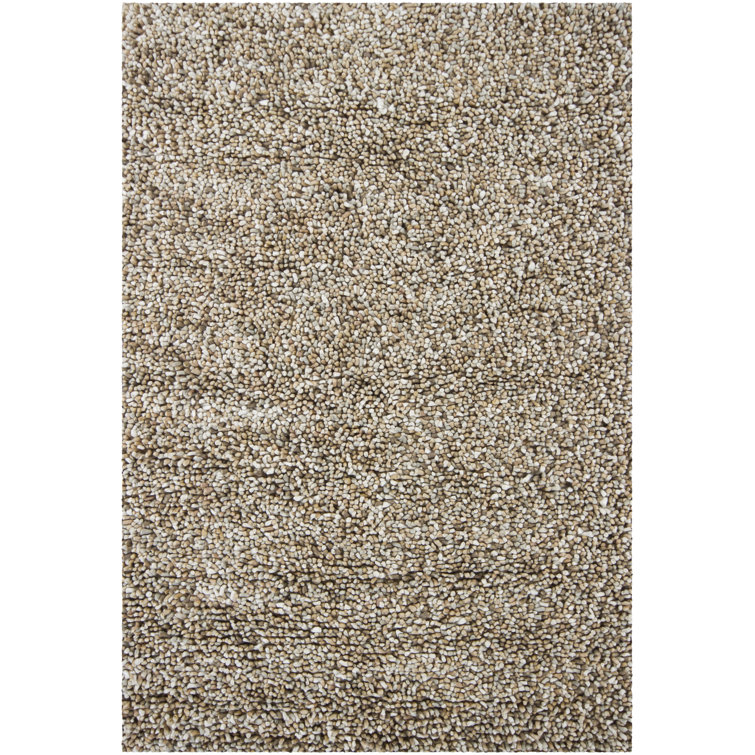 Handmade Ivory Wool Shag Rectangular 5' x 7' Rug
