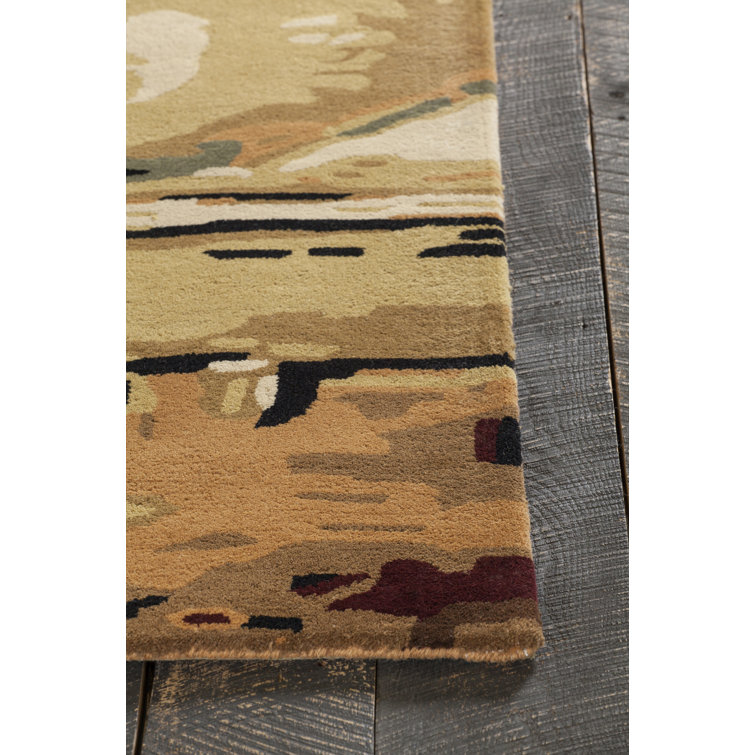 Nirvana Blue and Beige Wool Abstract 5' x 7' Rug