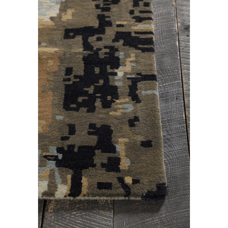 Handmade Abstract Blue Wool-Cotton Round Rug 7'9"