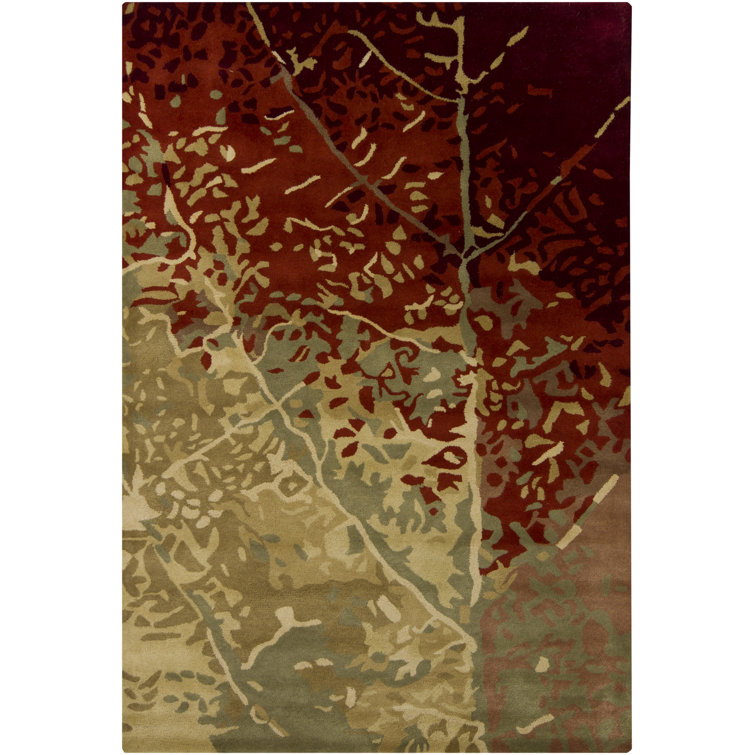 Nirvana Red and Beige Hand-Tufted Wool Rug 5' x 7'