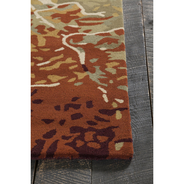 Nirvana Red and Beige Hand-Tufted Wool Rug 5' x 7'