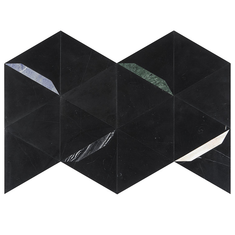 Santana Black Marble Hexagon Mosaic Tile