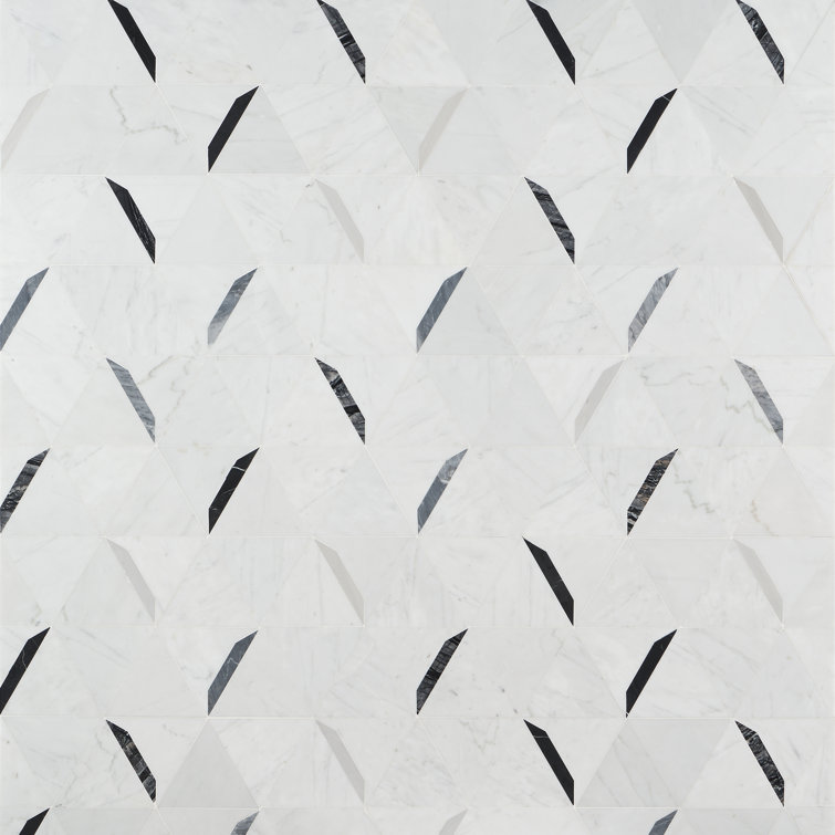 Santana Polished Gray Marble 12" x 20" Modern Mosaic Tile