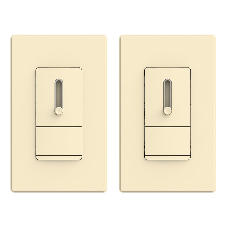 Light Almond Matte Double Pole Slide Dimmer with Wall Plate