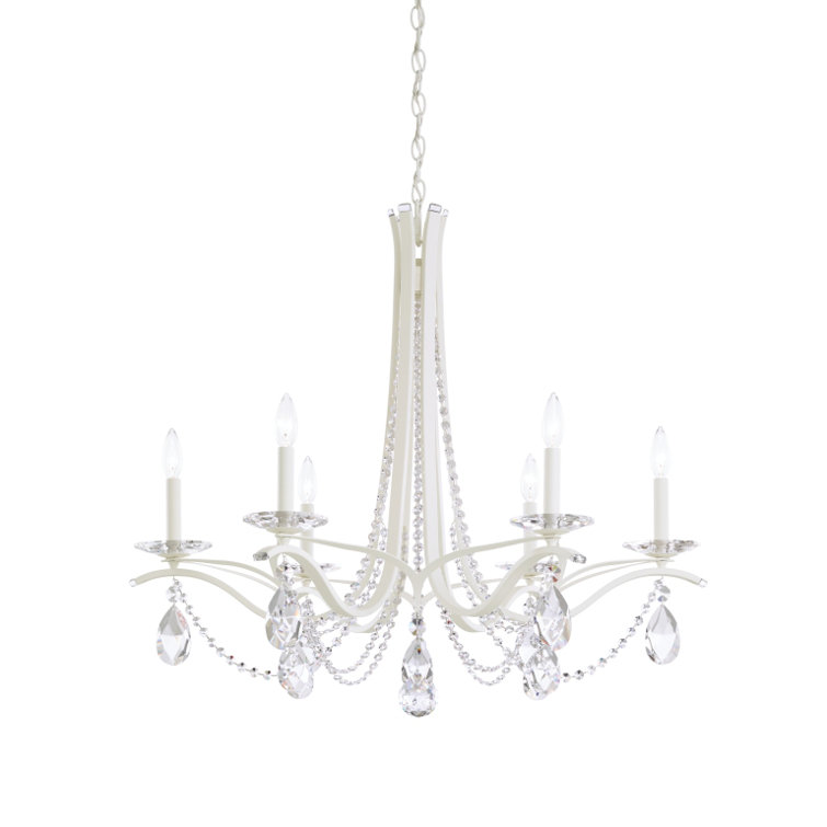 Elegant White and Clear Crystal 6-Light Traditional Chandelier