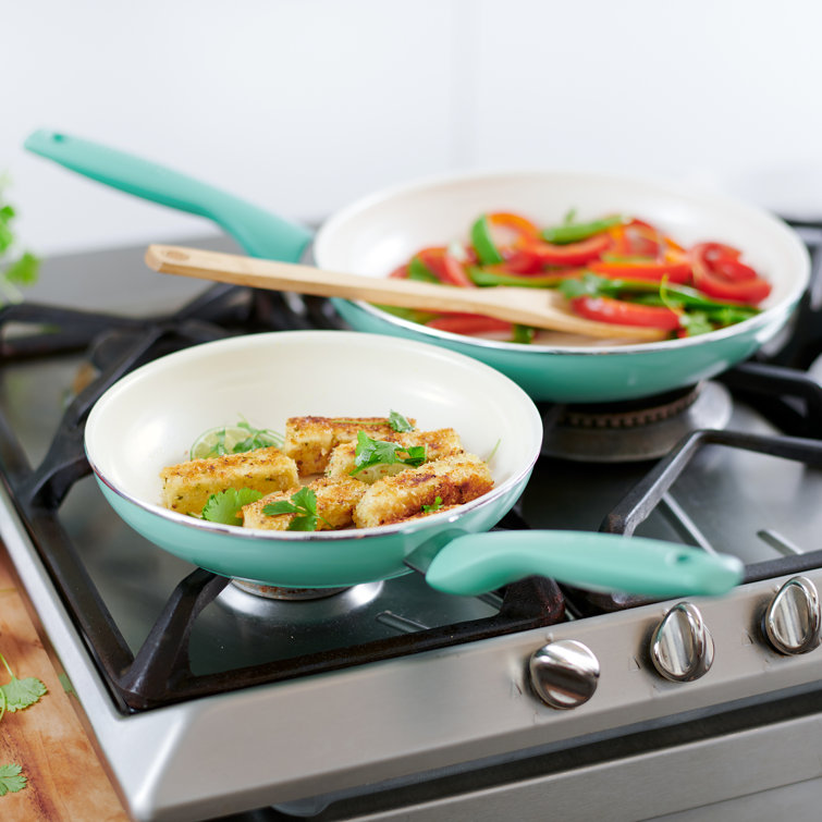 Turquoise Ceramic Nonstick 8" and 10" Frying Pan Set