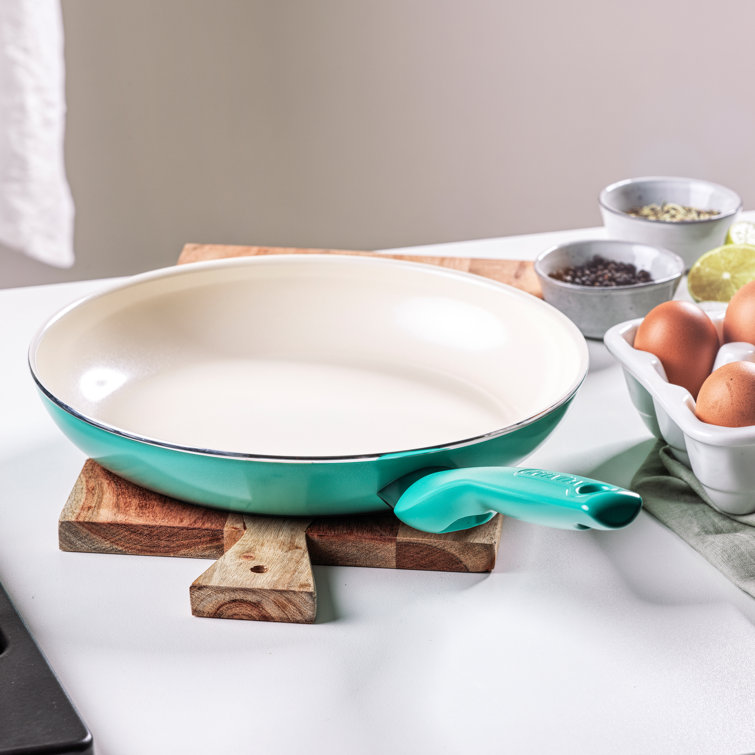 Turquoise 10" Aluminum Ceramic Nonstick Fry Pan with Lid