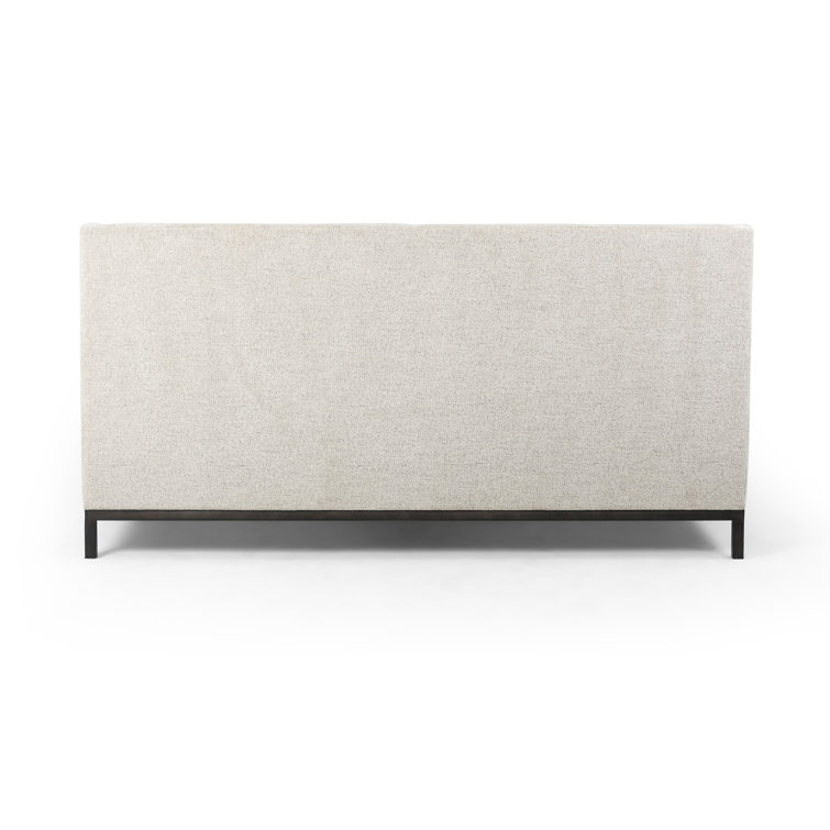 Queen Size Brown Upholstered Platform Bed with Tufted Headboard