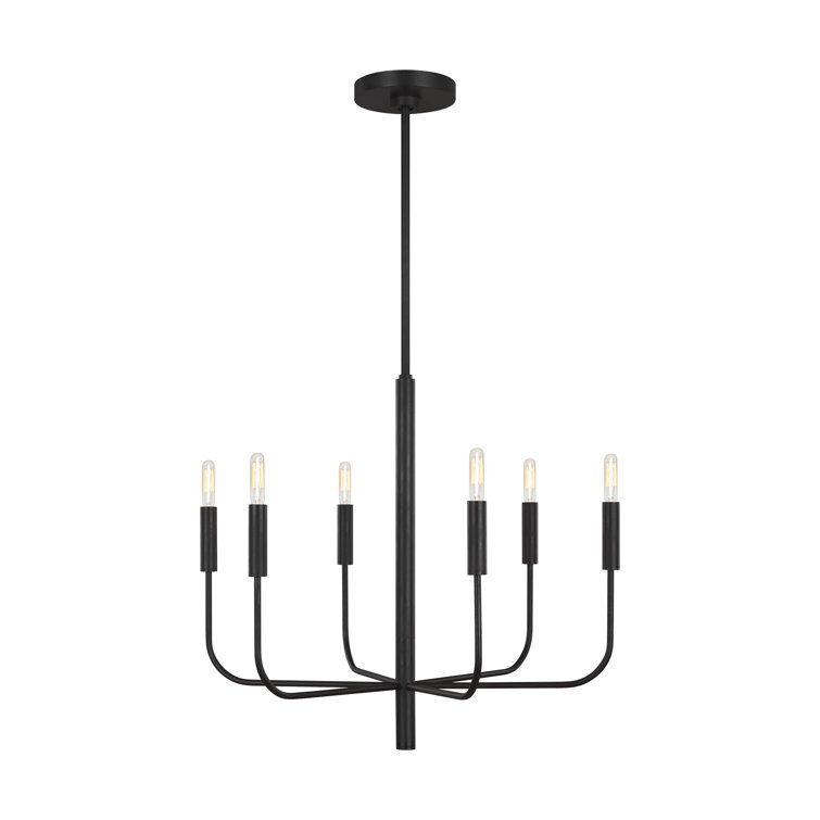Brianna 24" Aged Iron 6-Light Chandelier with Candelabra Bulbs