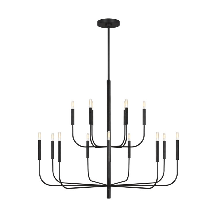 Ellen DeGeneres Aged Iron Empire 15-Light Linen Shade Chandelier