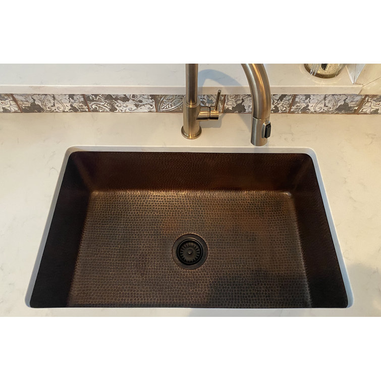30" Hammered Copper Farmhouse Drop-In Kitchen Sink