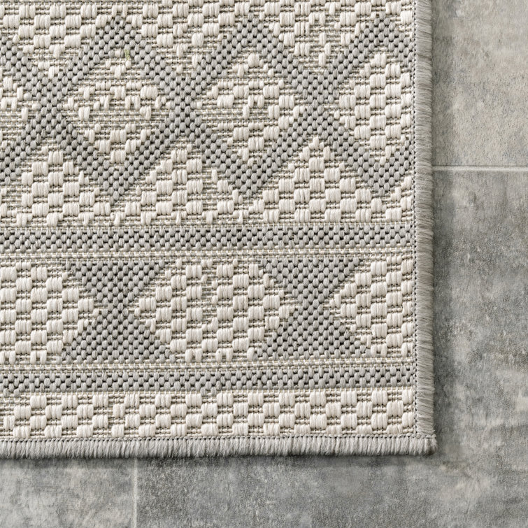 Reversible Gray Stripe Synthetic 5' x 8' Area Rug