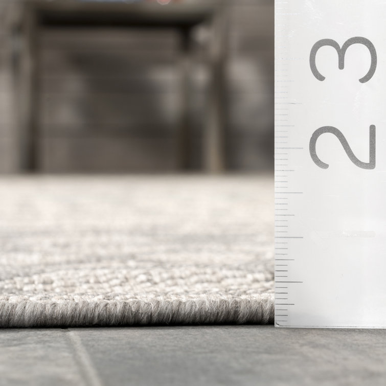 Reversible Gray Stripe Synthetic 5' x 8' Area Rug