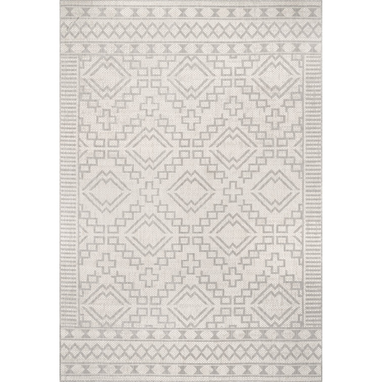 Reversible Gray Stripe Synthetic 5' x 8' Area Rug