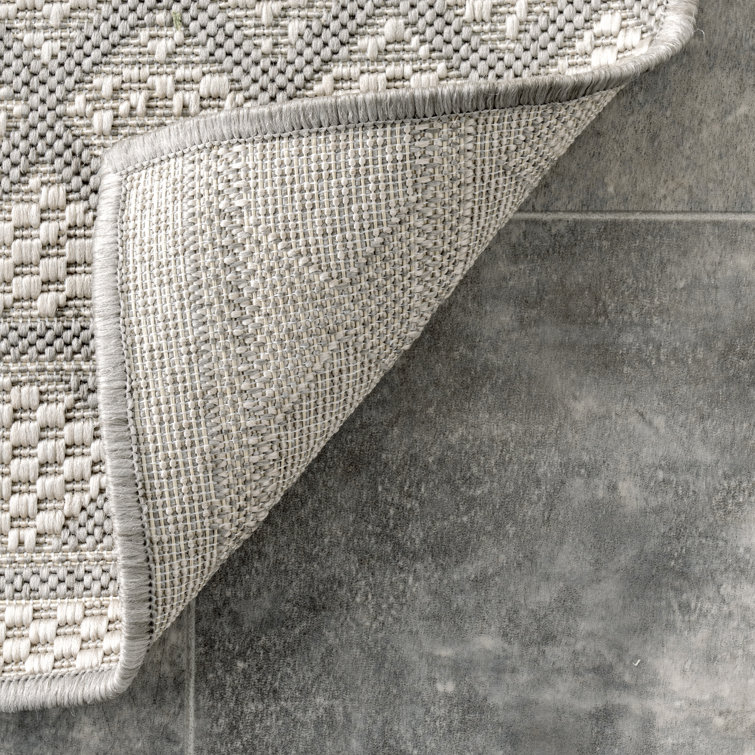 Reversible Gray Stripe Synthetic 5' x 8' Area Rug