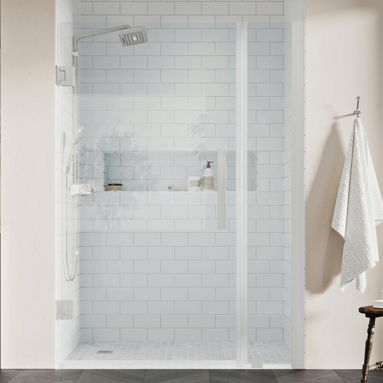 Tampa-Pro 72" Satin Nickel Frameless Shower Enclosure Kit