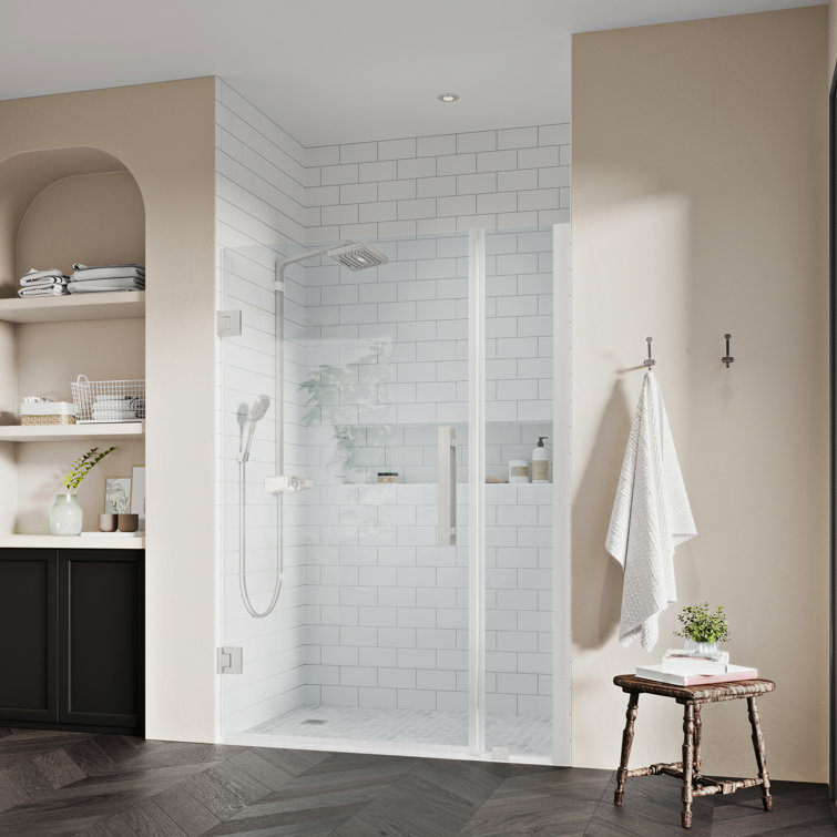 Tampa-Pro 72" Satin Nickel Frameless Shower Enclosure Kit