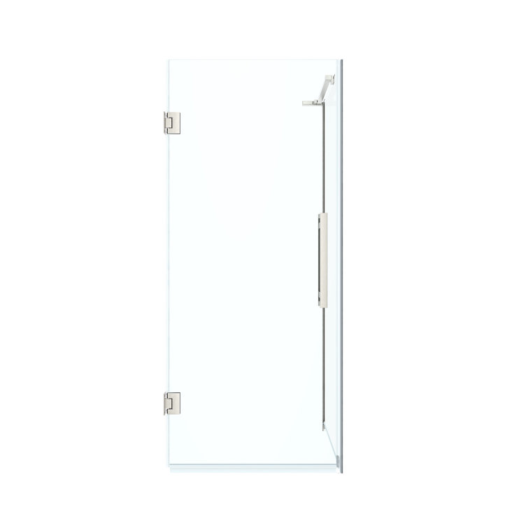 Tampa-Pro 24" Satin Nickel Frameless Corner Shower Kit with Tempered Glass